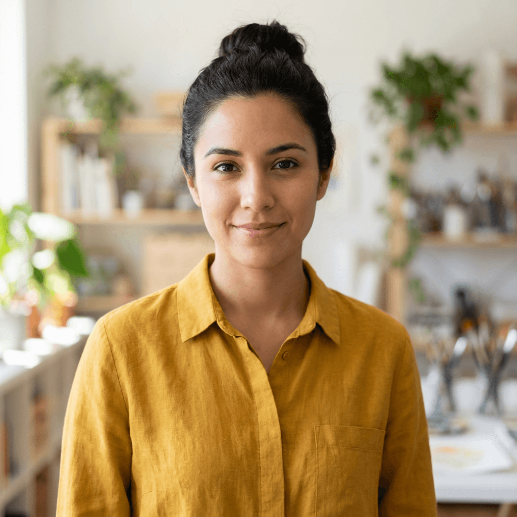 Alicia Reyes reviewing a rental application at a café